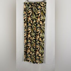 Volcom Tropical Leaf Wide‑Leg Pants — Size S / Elastic Waist, Tie & 2 Pockets